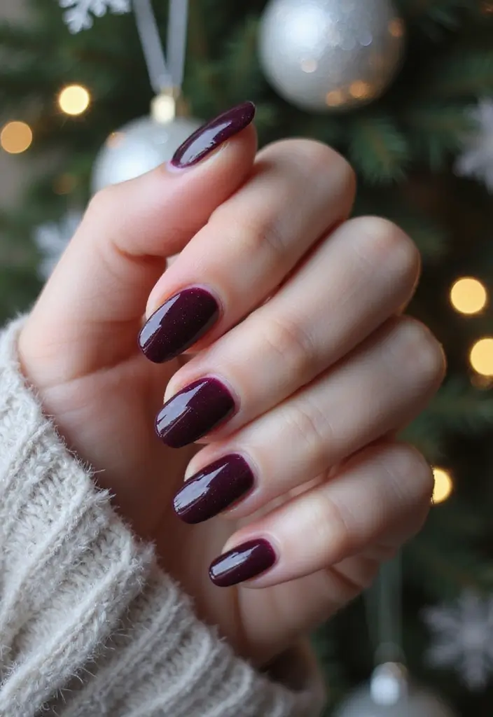 27 Frosted French Tip Nails to Try for Winter Glam - 6. Deep Plum Frosted Tips