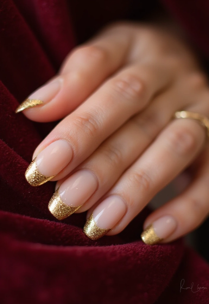 27 Frosted French Tip Nails to Try for Winter Glam - 7. Frosted Gold Tips