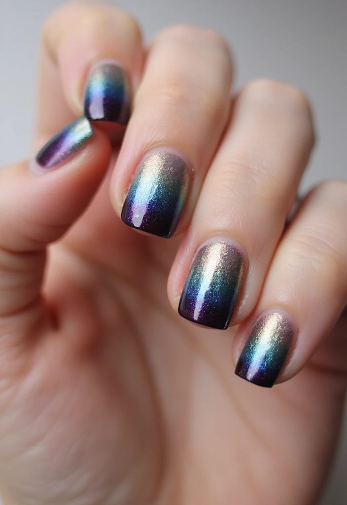 27 Magnetic Polish Tricks for Unique Nail Art - 1. Color Shifting Ombre