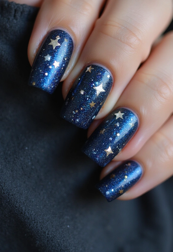 27 Magnetic Polish Tricks for Unique Nail Art - 2. Starry Night Design