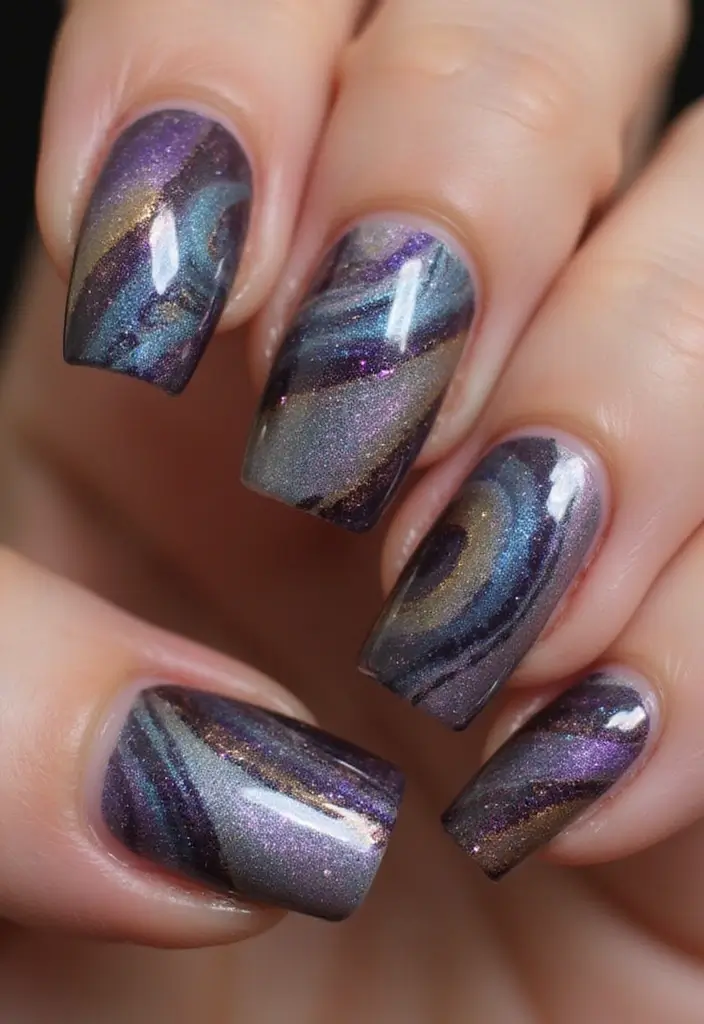 27 Magnetic Polish Tricks for Unique Nail Art - 4. Magnetic Marble Effect