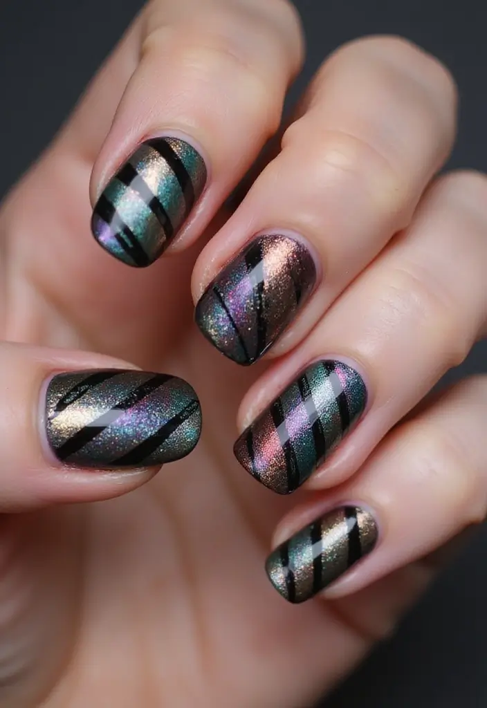 27 Magnetic Polish Tricks for Unique Nail Art - 9. Striped Nails