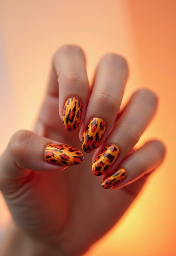 27 Squoval Sunset Swirl Nails for a Chic Touch - 11. Sunset Animal Prints