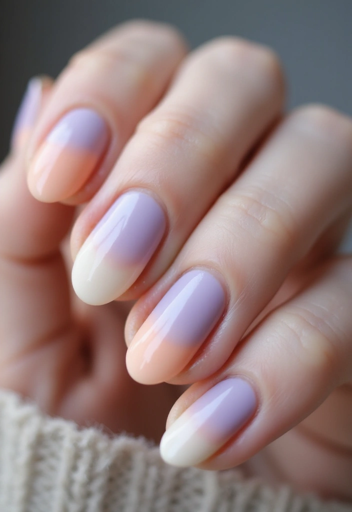 27 Squoval Sunset Swirl Nails for a Chic Touch - 3. Subtle Sunset Hues