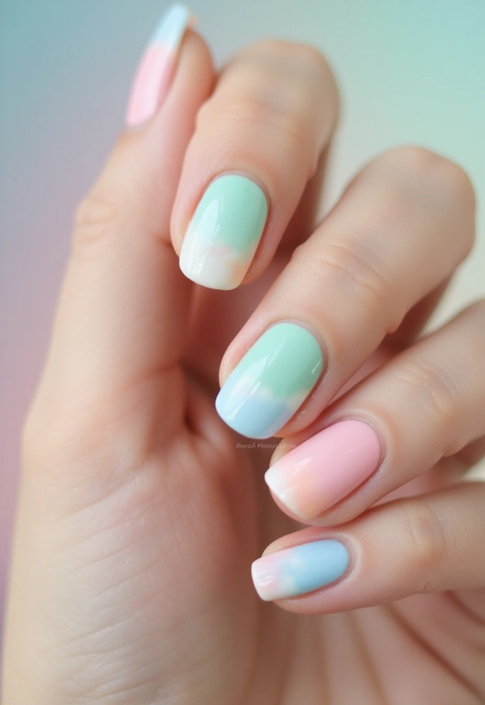 27 Squoval Sunset Swirl Nails for a Chic Touch - 4. Dreamy Pastels