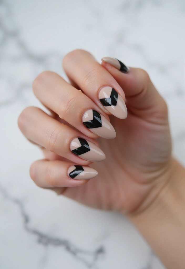 28 Chic Chevron French Tip Designs for a Modern Twist - 10. Matte and Shine Chevron