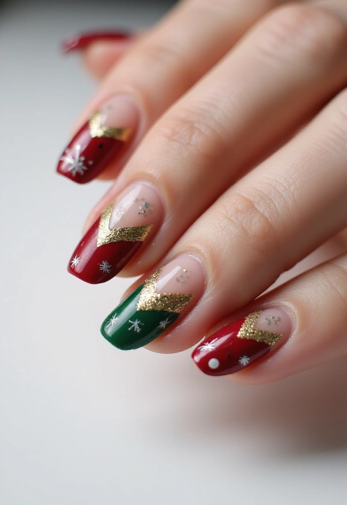 28 Chic Chevron French Tip Designs for a Modern Twist - 13. Seasonal Chevron Designs