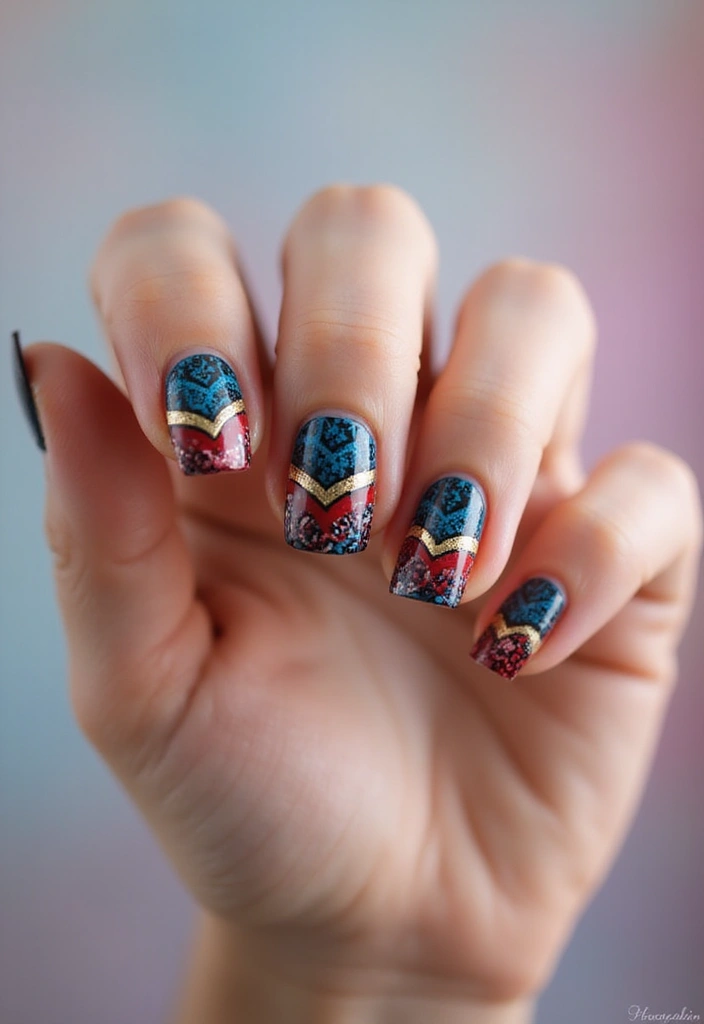 28 Chic Chevron French Tip Designs for a Modern Twist - 17. Cultural Patterns Chevron