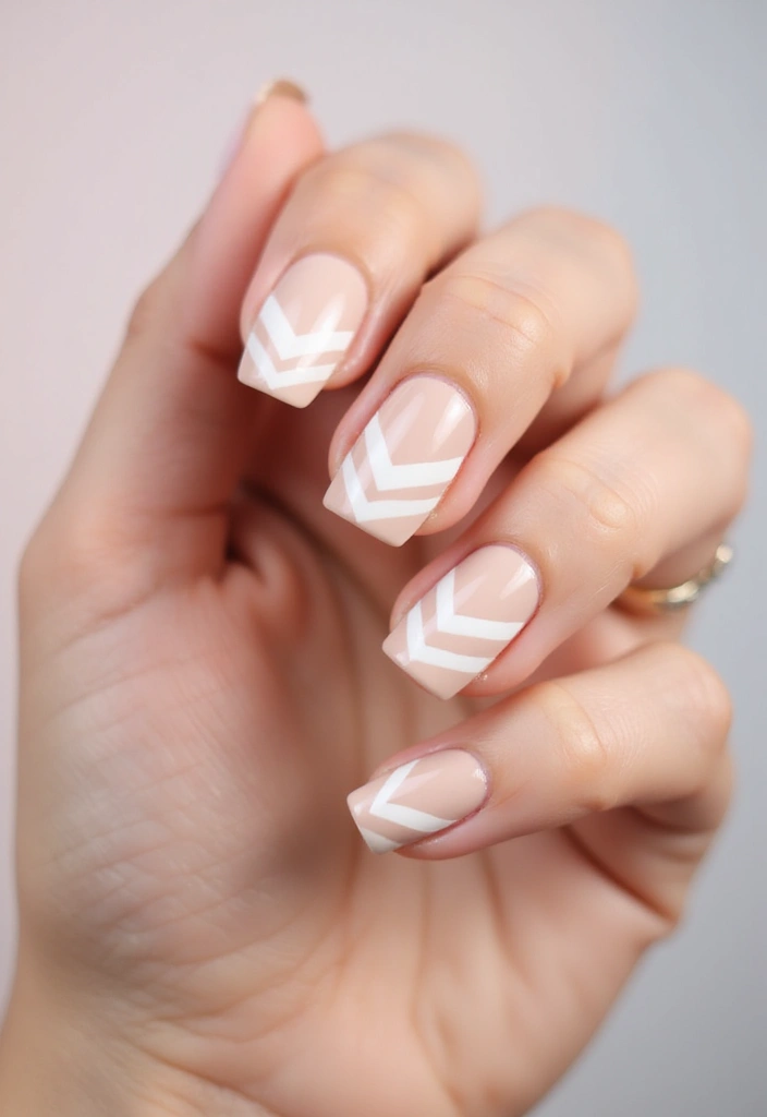 28 Chic Chevron French Tip Designs for a Modern Twist - 21. Chevron with Negative Space