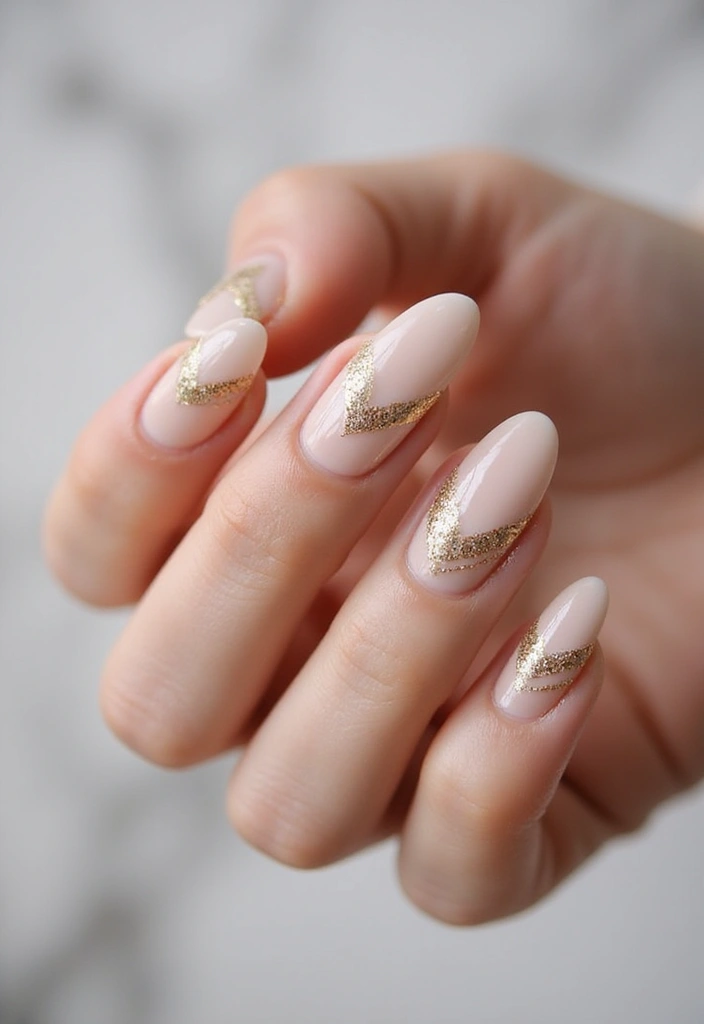 28 Chic Chevron French Tip Designs for a Modern Twist - 4. Glittery Chevron Glam