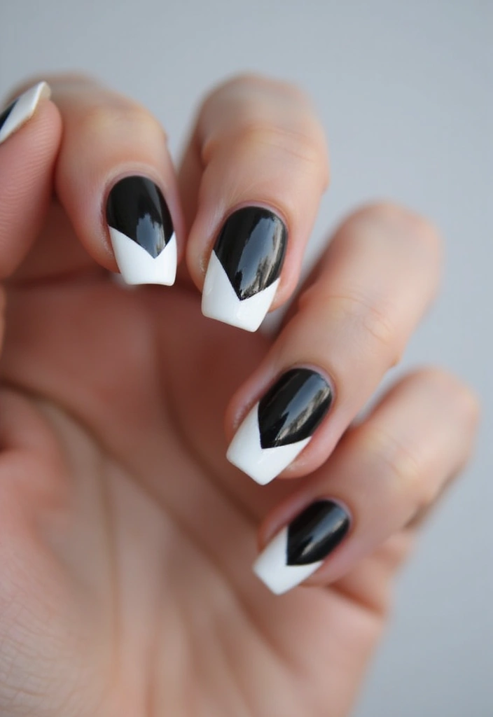 28 Chic Chevron French Tip Designs for a Modern Twist - 7. Geometric Chevron