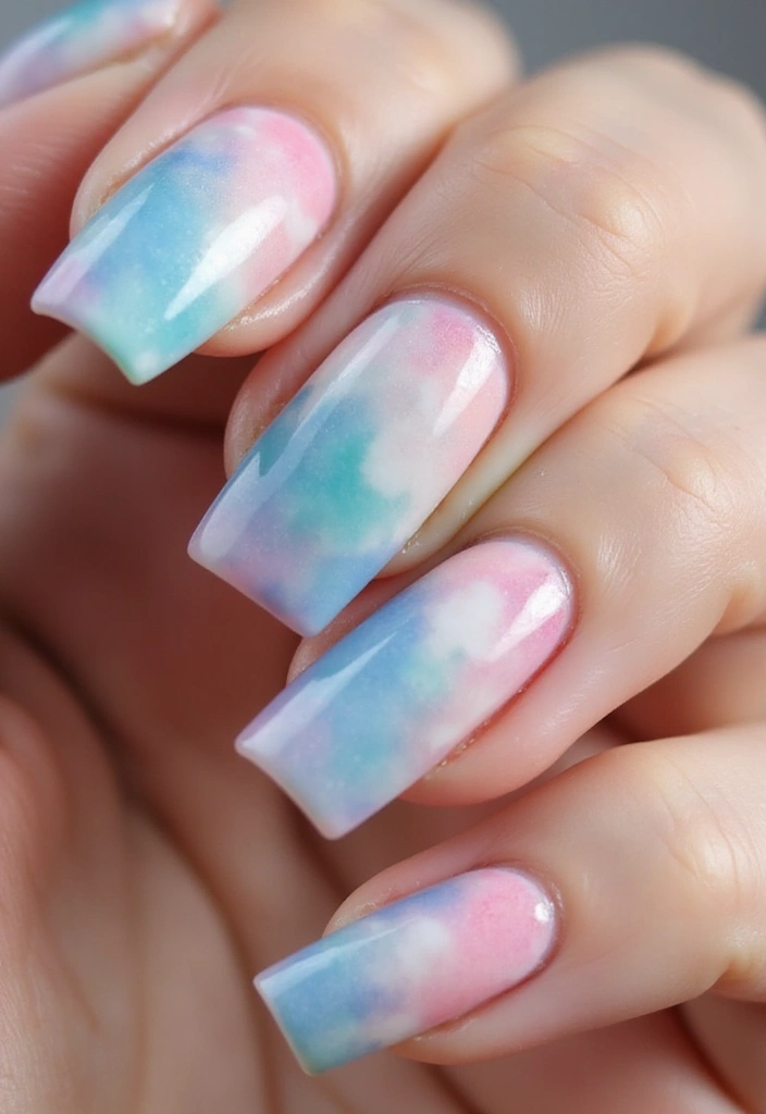 28 Easy Glazed Finish Tutorials for Shiny Nails - 13. Watercolor Technique