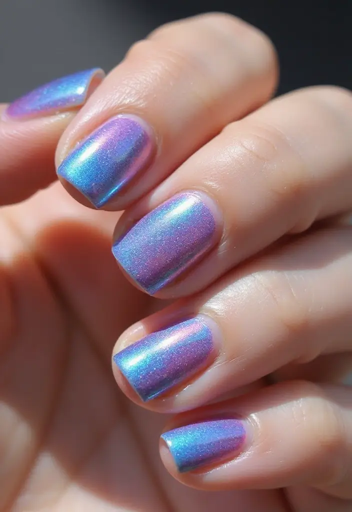 28 Easy Glazed Finish Tutorials for Shiny Nails - 2. Iridescent Glaze
