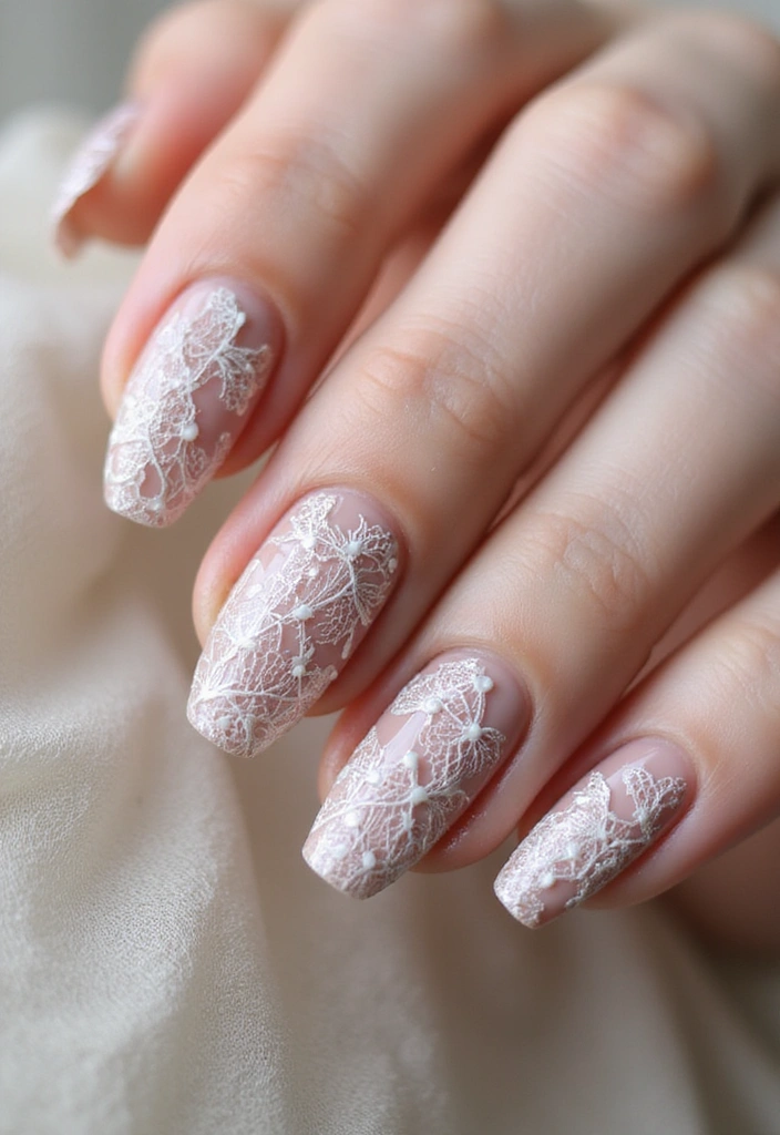 28 Easy Glazed Finish Tutorials for Shiny Nails - 20. Vintage Lace Nails
