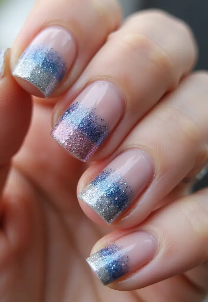28 Easy Glazed Finish Tutorials for Shiny Nails - 23. Gradient Glitter Glaze