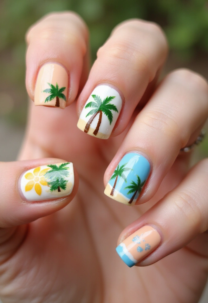 28 Easy Glazed Finish Tutorials for Shiny Nails - 25. Summer Breeze Nails