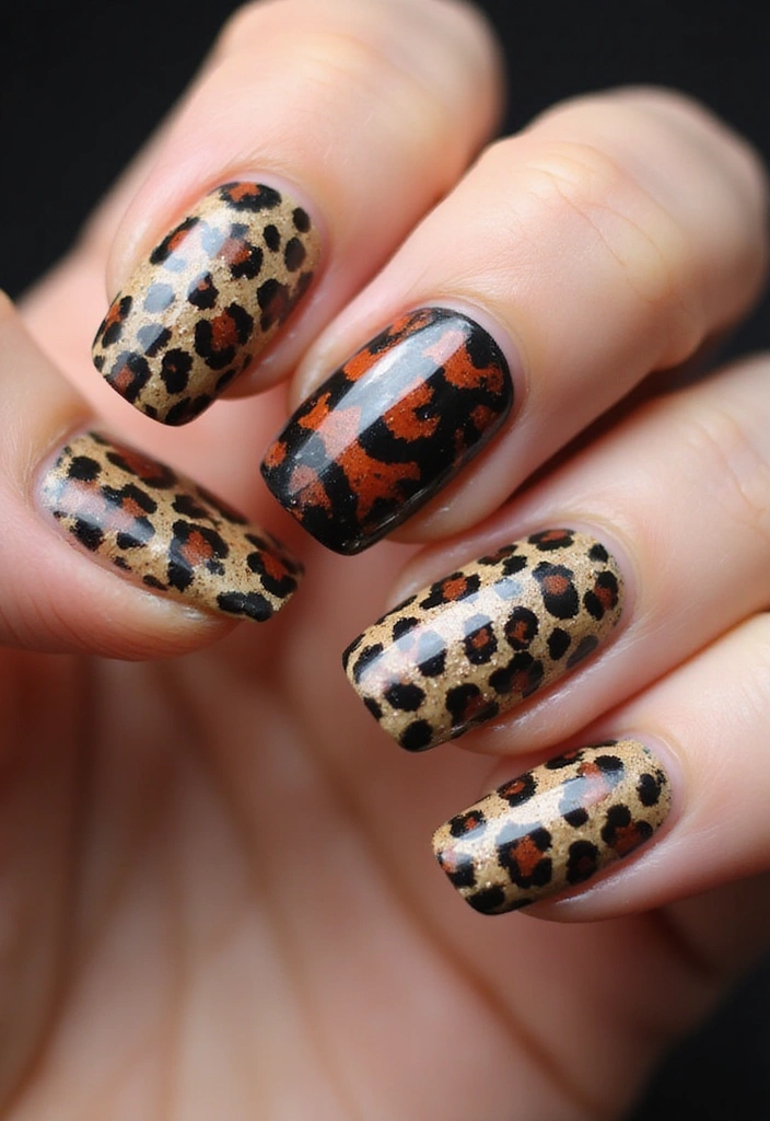 28 Easy Glazed Finish Tutorials for Shiny Nails - 26. Animal Print Glaze