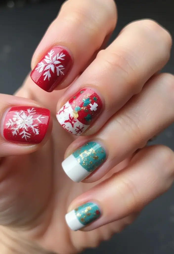 28 Easy Glazed Finish Tutorials for Shiny Nails - 28. Holiday-Themed Glazed Nails