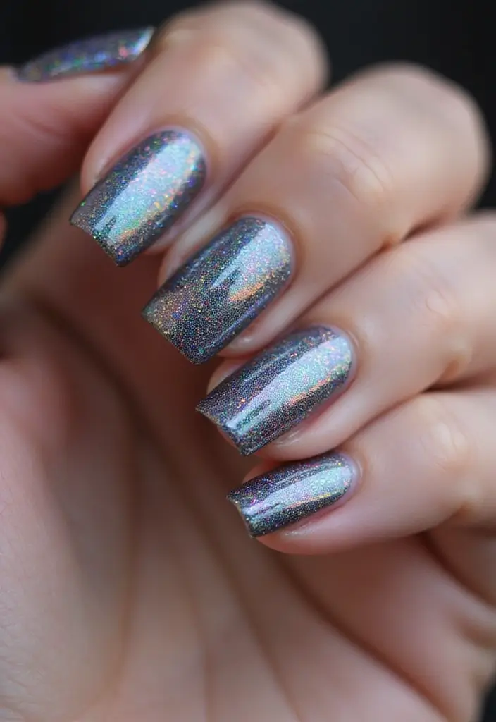 28 Easy Glazed Finish Tutorials for Shiny Nails - 3. Holographic Finish
