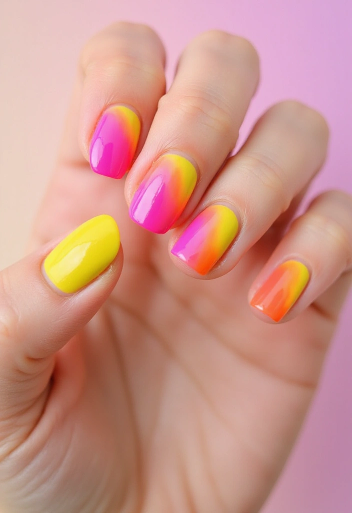 28 Gorgeous Summer Ombre Nails to Copy Now - 4. Bold and Bright