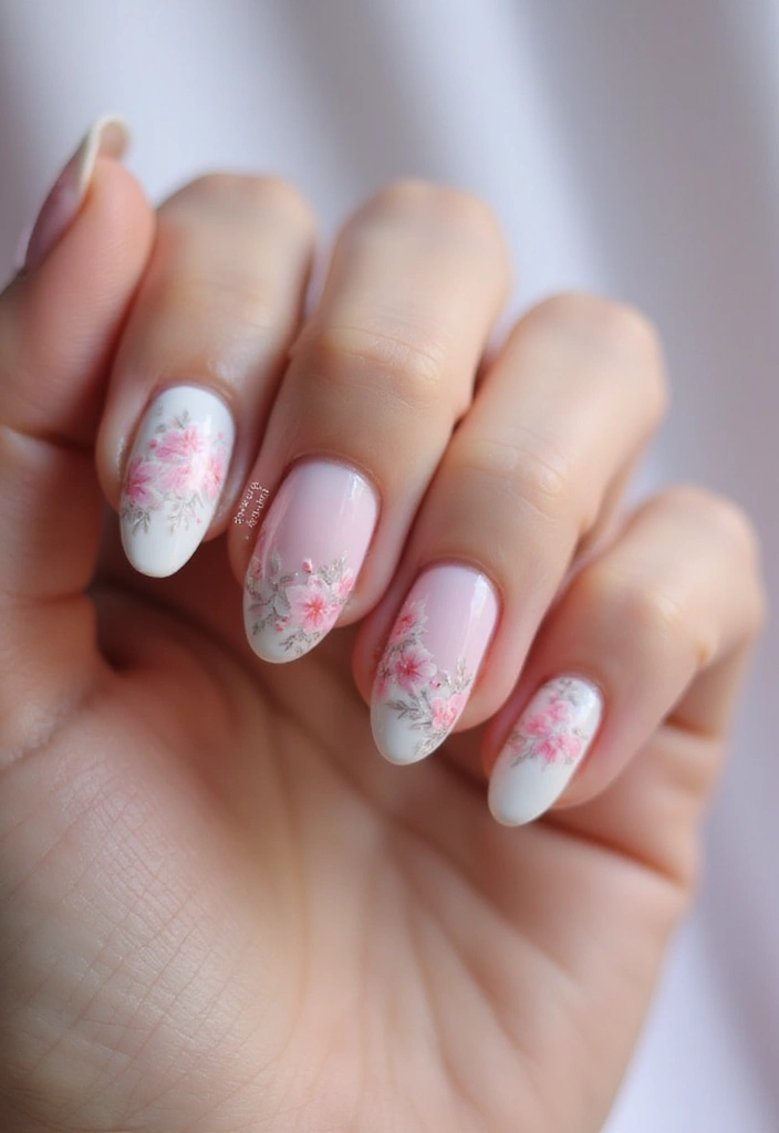 28 Gorgeous Summer Ombre Nails to Copy Now - 9. Floral Fantasy