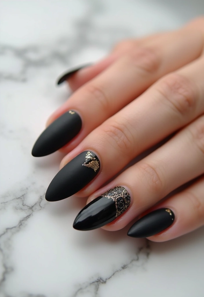 28 Matte Finish Nails for a Sleek Look - 1. Velvet Black Elegance