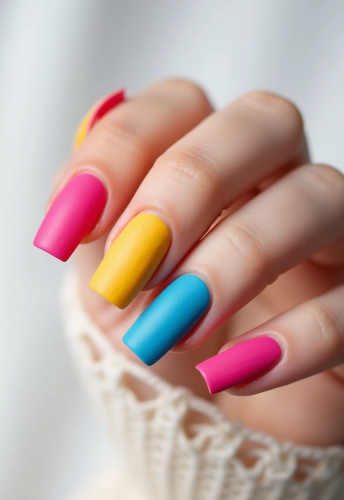 28 Matte Finish Nails for a Sleek Look - 11. Color Block