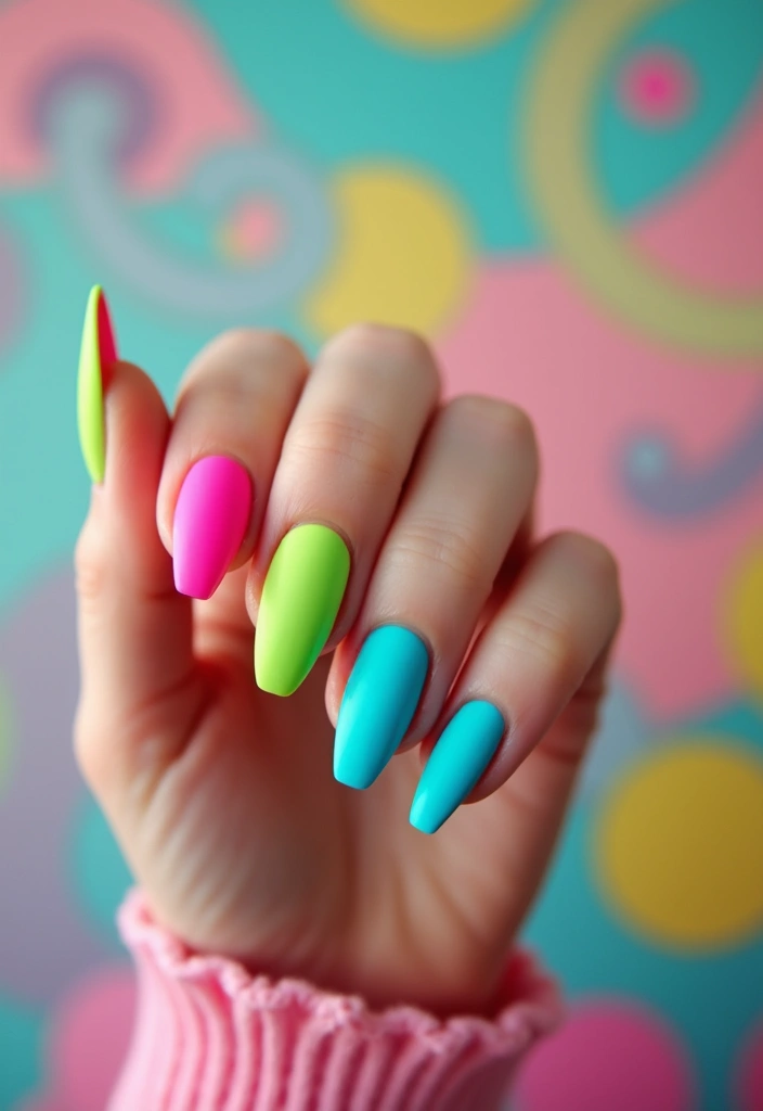 28 Matte Finish Nails for a Sleek Look - 13. Neon Matte