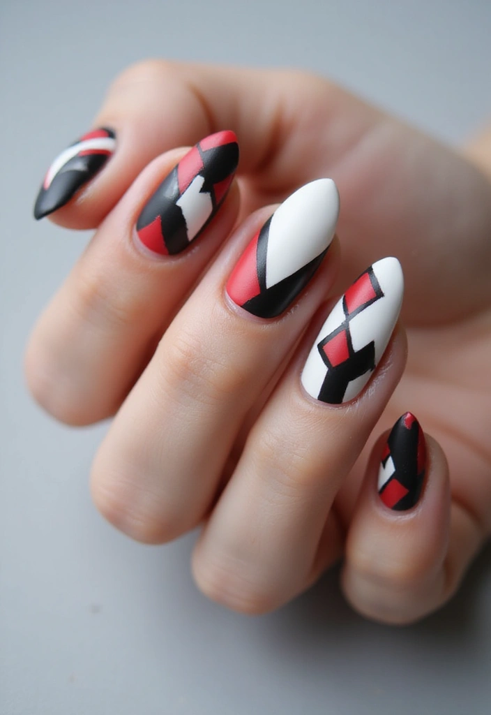 28 Matte Finish Nails for a Sleek Look - 18. Geometric Patterns