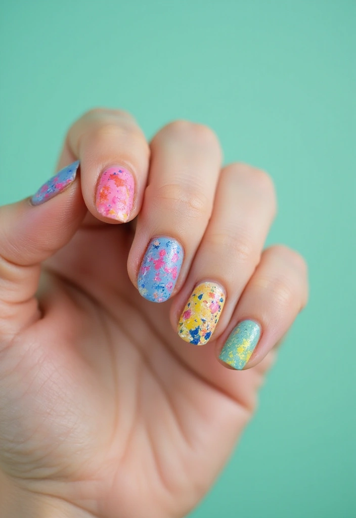 28 Matte Finish Nails for a Sleek Look - 19. Artistic Splatter