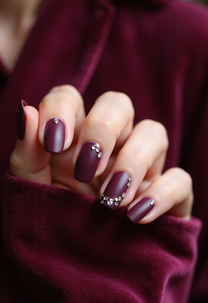 28 Matte Finish Nails for a Sleek Look - 22. Rhinestone Accents