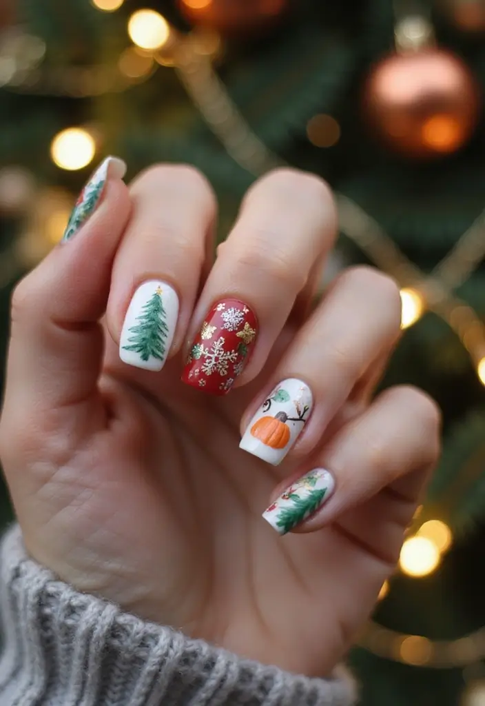 28 Matte Finish Nails for a Sleek Look - 28. Holiday Spirit