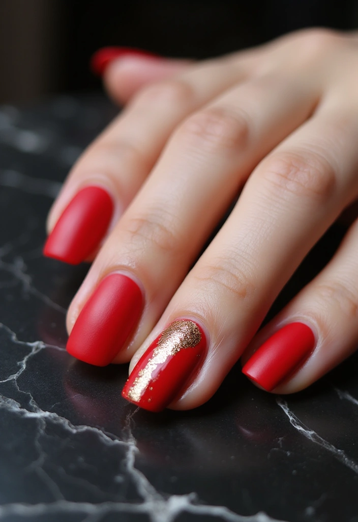 28 Matte Finish Nails for a Sleek Look - 3. Bold Red Statement