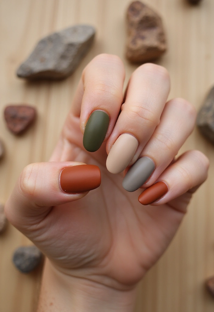 28 Matte Finish Nails for a Sleek Look - 4. Earthy Tones