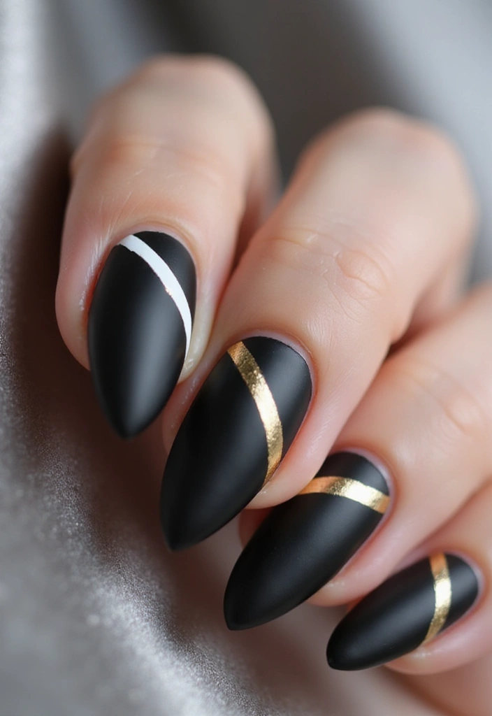 28 Matte Finish Nails for a Sleek Look - 7. Graphic Lines