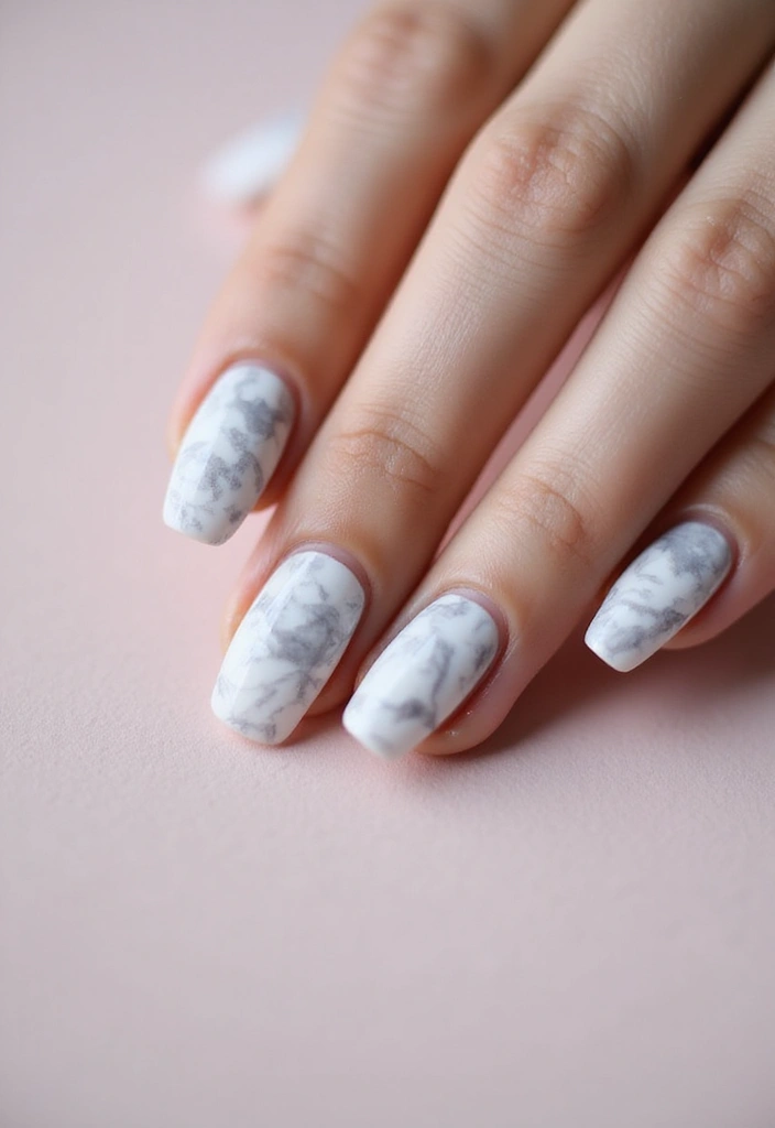 28 Matte Finish Nails for a Sleek Look - 8. Marble Effect