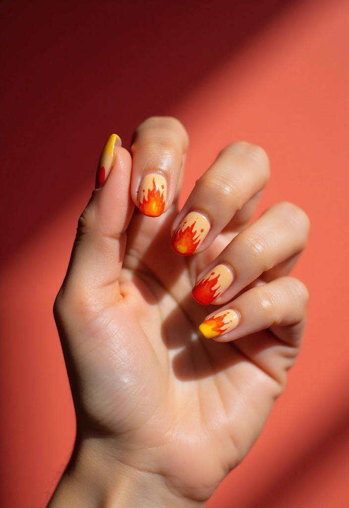 28 Minimalist Nails with a Twist for Late 2025 - 20. Flickering Flame Accents
