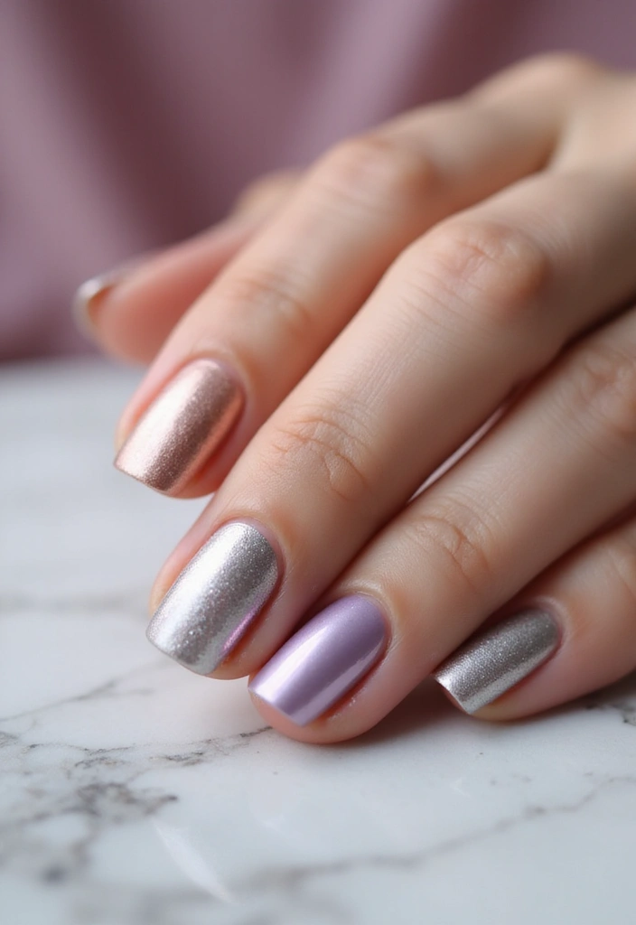 28 Minimalist Nails with a Twist for Late 2025 - 21. Soft Metallic Hues