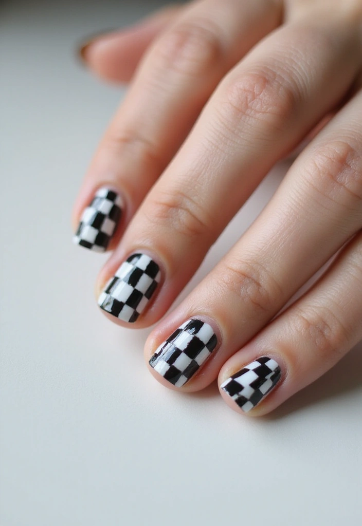 28 Minimalist Nails with a Twist for Late 2025 - 22. Classic Checkerboard