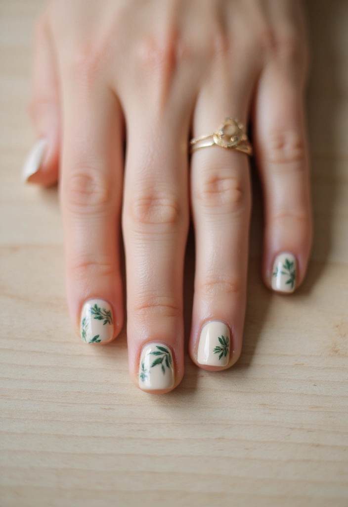 28 Minimalist Nails with a Twist for Late 2025 - 6. Botanical Minimalism