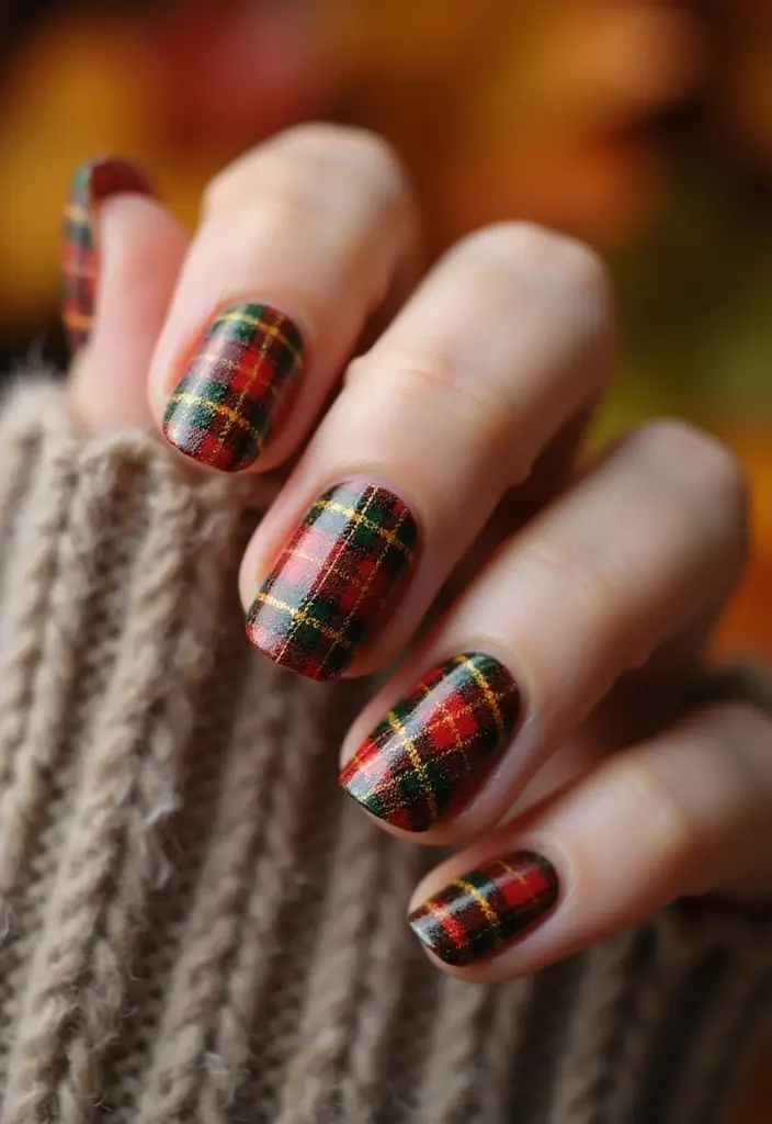 28 Plaid Nail Art Styles to Bring Sweater Weather Vibes - 1. Classic Tartan Elegance