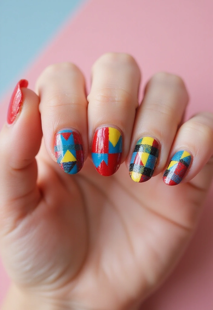 28 Plaid Nail Art Styles to Bring Sweater Weather Vibes - 11. Geometric Plaid