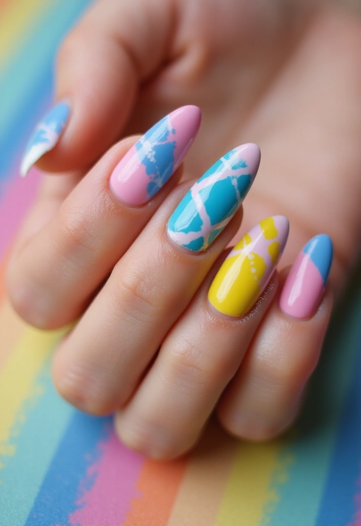 28 Plaid Nail Art Styles to Bring Sweater Weather Vibes - 20. Tie-Dye Plaid