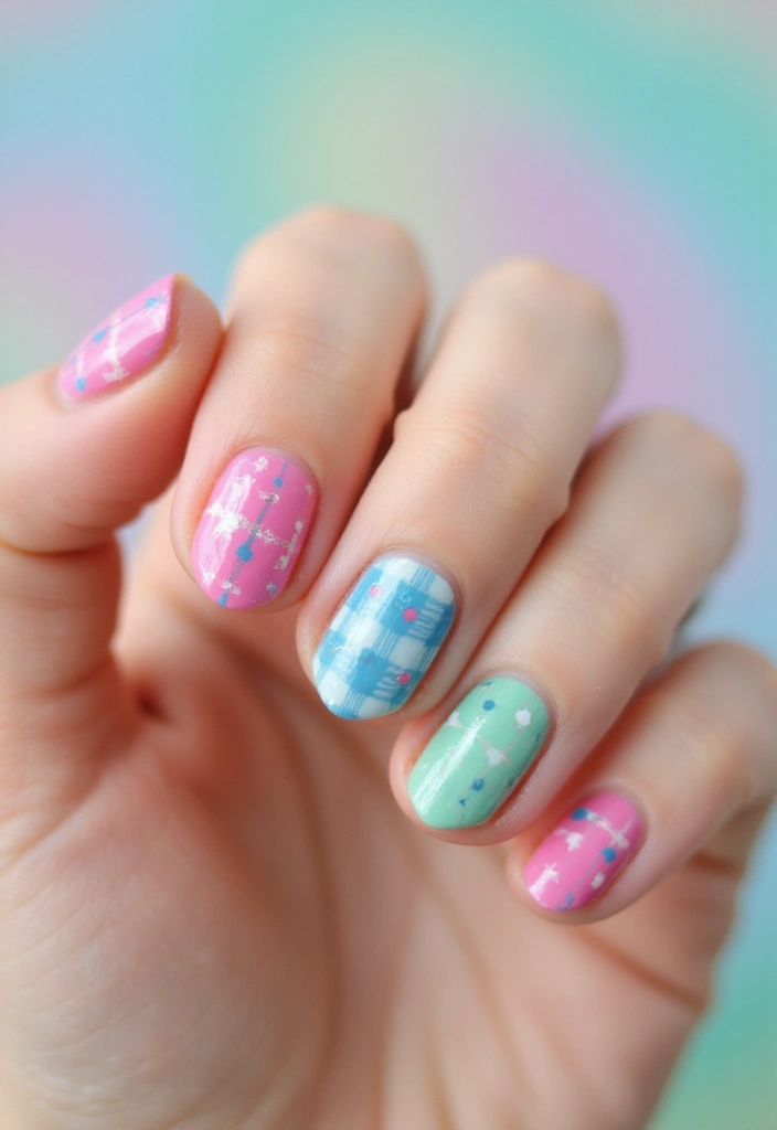 28 Plaid Nail Art Styles to Bring Sweater Weather Vibes - 22. Whimsical Plaid