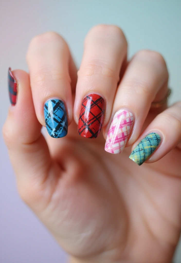 28 Plaid Nail Art Styles to Bring Sweater Weather Vibes - 25. Personalized Plaid