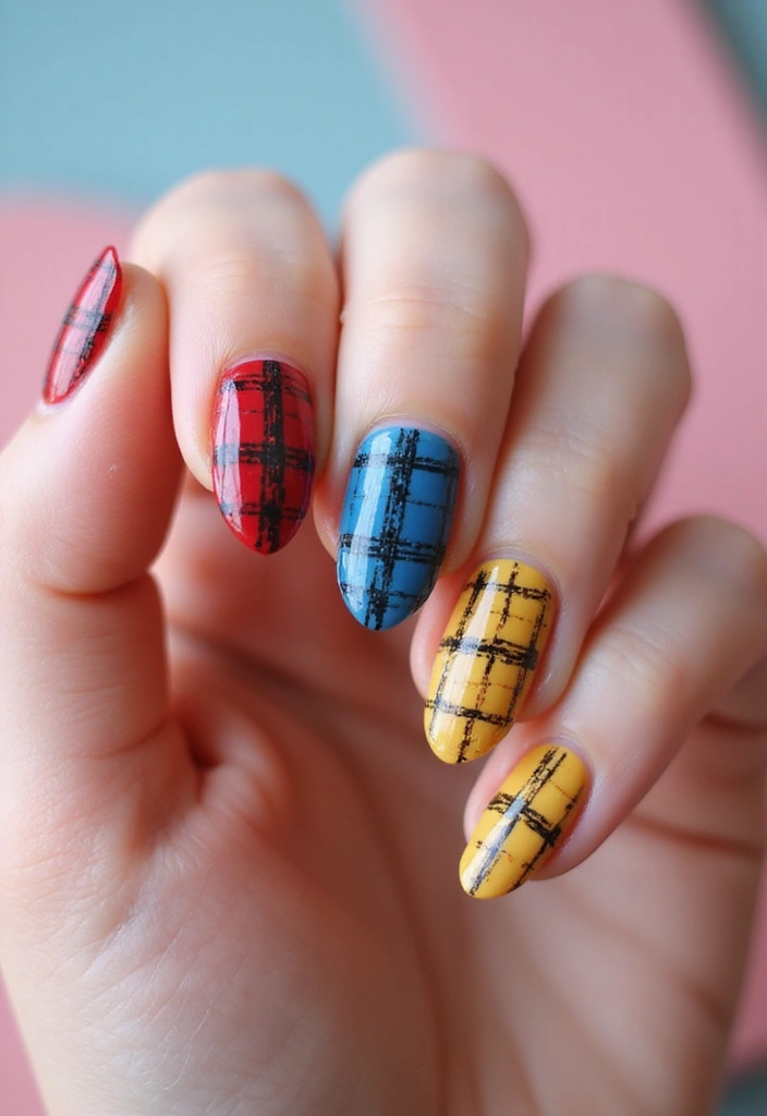 28 Plaid Nail Art Styles to Bring Sweater Weather Vibes - 26. Full Coverage Plaid