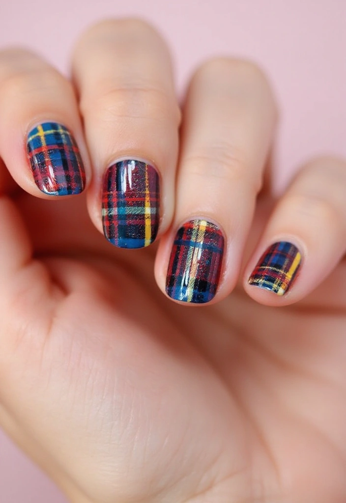28 Plaid Nail Art Styles to Bring Sweater Weather Vibes - 27. Plaid with a Twist