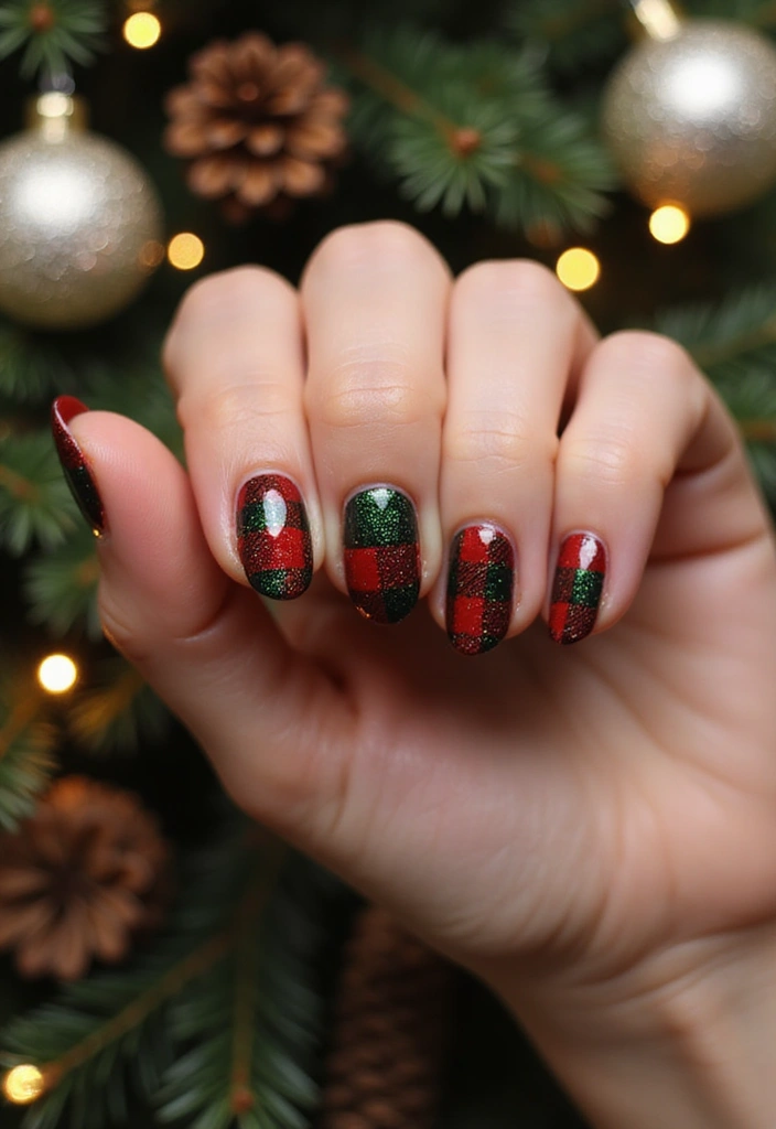 28 Plaid Nail Art Styles to Bring Sweater Weather Vibes - 4. Festive Christmas Plaid