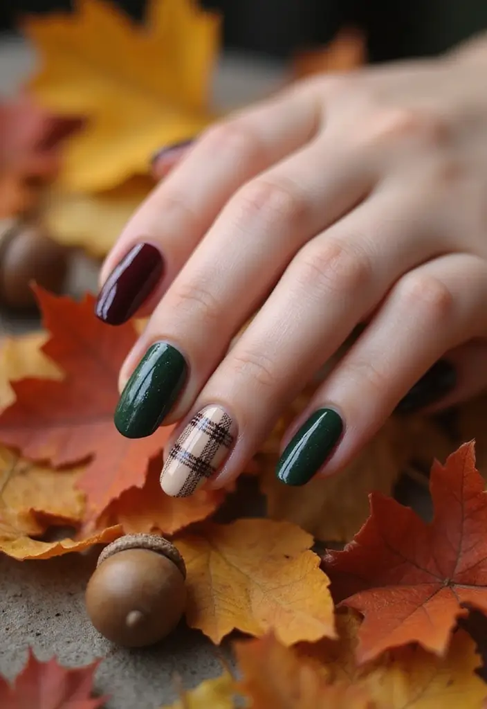 28 Plaid Nail Art Styles to Bring Sweater Weather Vibes - 5. Subtle Autumn Hues