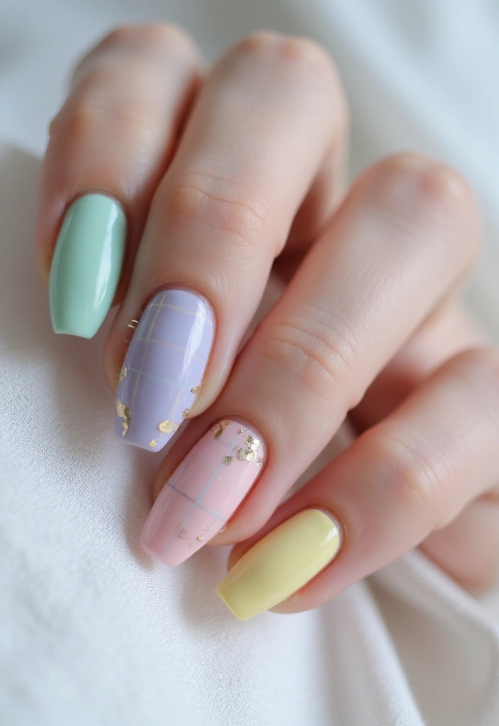 28 Plaid Nail Art Styles to Bring Sweater Weather Vibes - 8. Dreamy Pastels